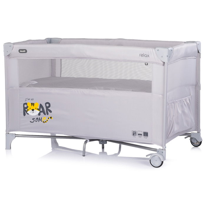 Patut pliabil Chipolino Relax Tiger platinum cu laterala culisanta [3]