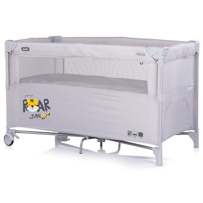 Patut pliabil Chipolino Relax Tiger platinum cu laterala culisanta [2]