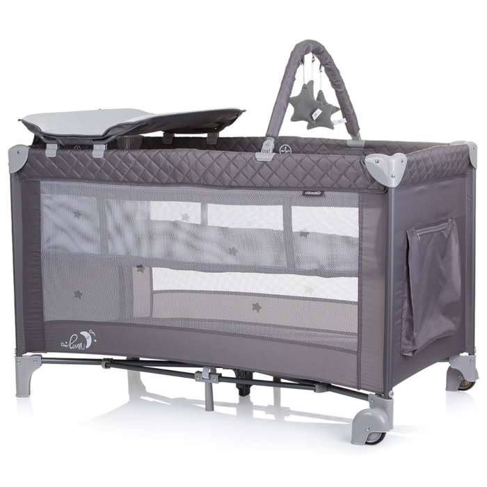 Patut pliabil cu saltea de infasat Chipolino Luna, Ash grey 0 luni [2]