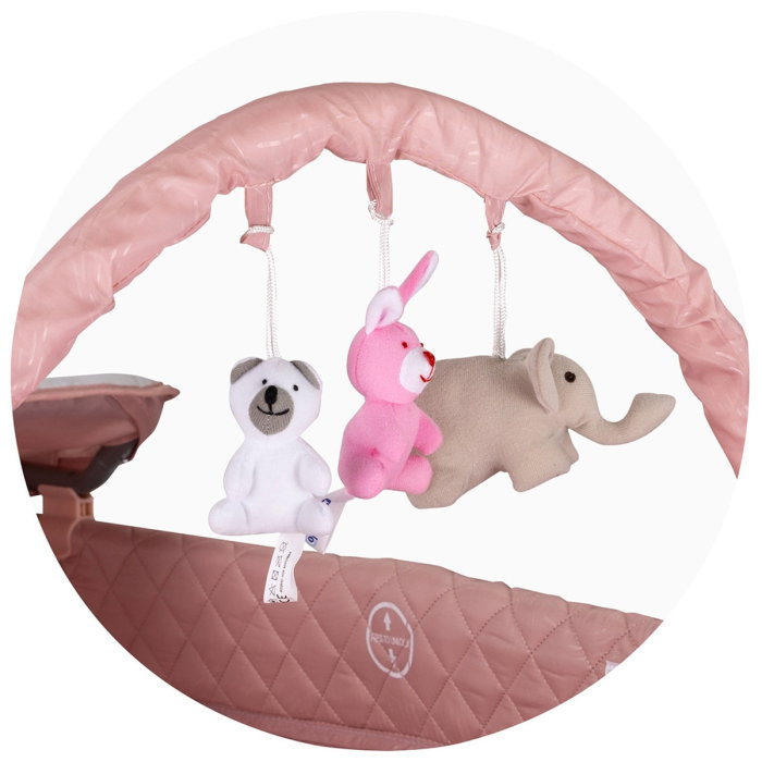 Patut pliabil cu saltea de infasat Chipolino Luna, Pink marshmallow 0 luni [3]
