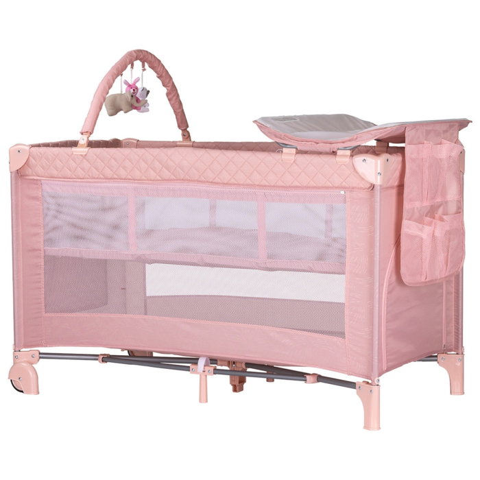 Patut pliabil cu saltea de infasat Chipolino Luna, Pink marshmallow 0 luni [1]