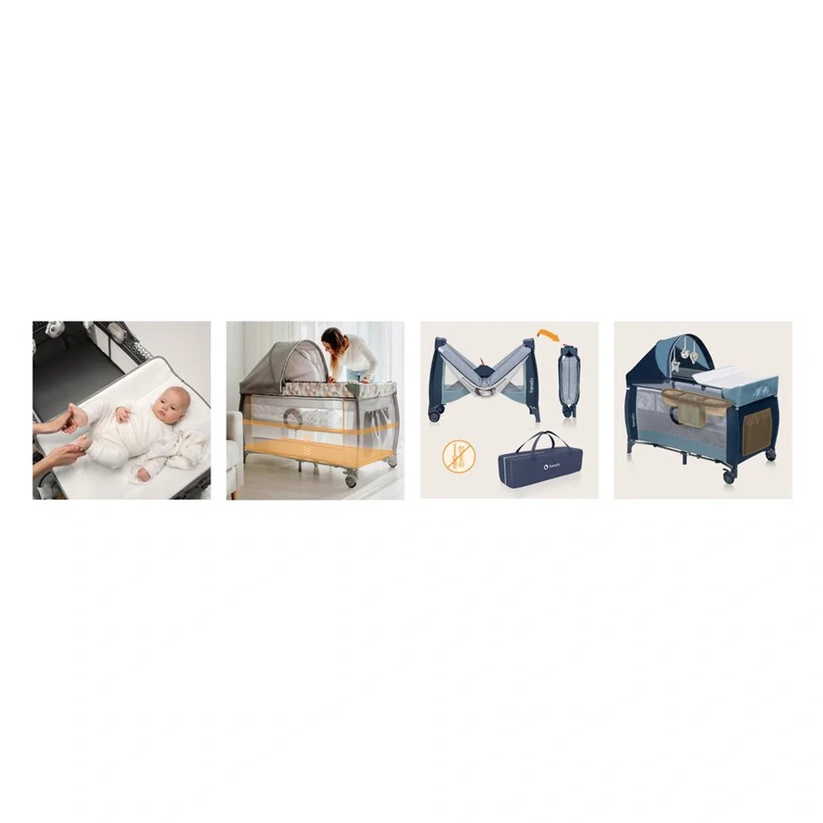 Patut pliant, Lionelo, Sven Plus, 120x60 cm, doua nivele, arcada jucarii, masuta de infasat, Blue Navy 36 luni [39]