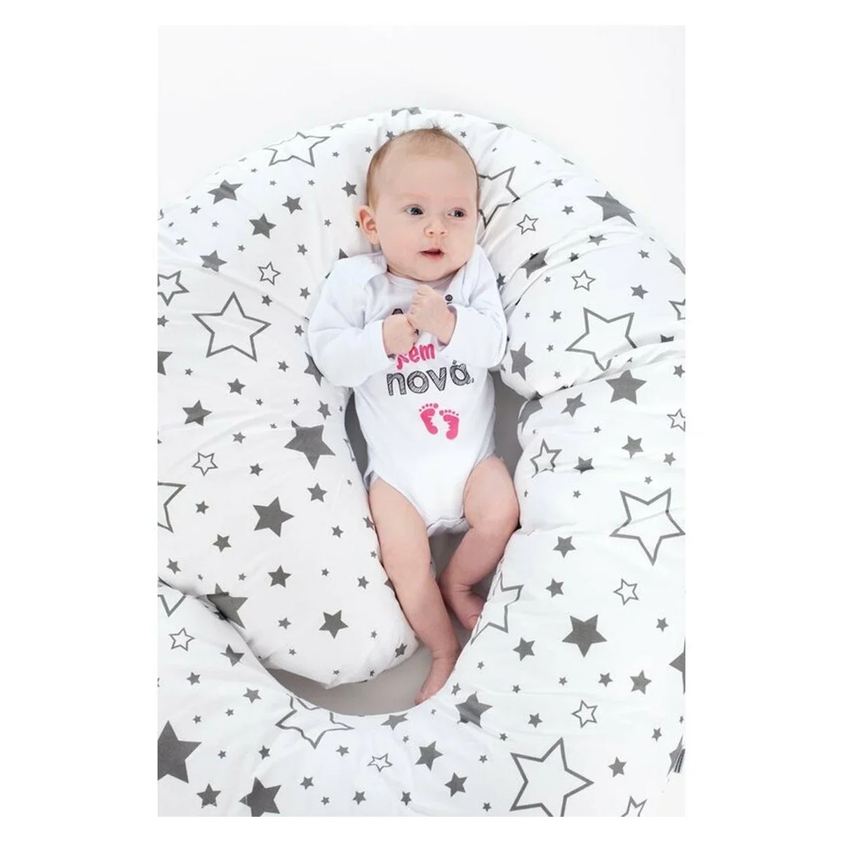 Perna alaptare, New Baby, Cu husa detasabila, In forma de C, Bumbac, Diametru 16 cm, Lungime in jurul circumferintei [6]