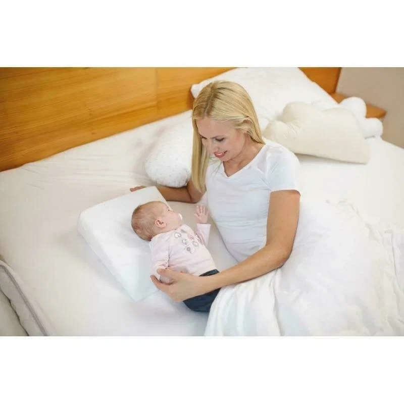 Perna inclinata, antireflux, Cu husa din bumbac, 60 x 37 x 1,5-10 cm, Bubaba, Alba [2]