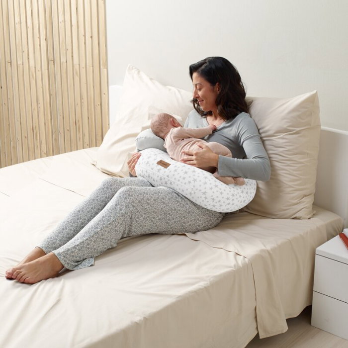 Perna pentru alaptare, Jane, Ergonomica, Cu husa detasabila, lavabila si pernuta suplimentara, Umpluta cu bilute din poliester, Mist [5]