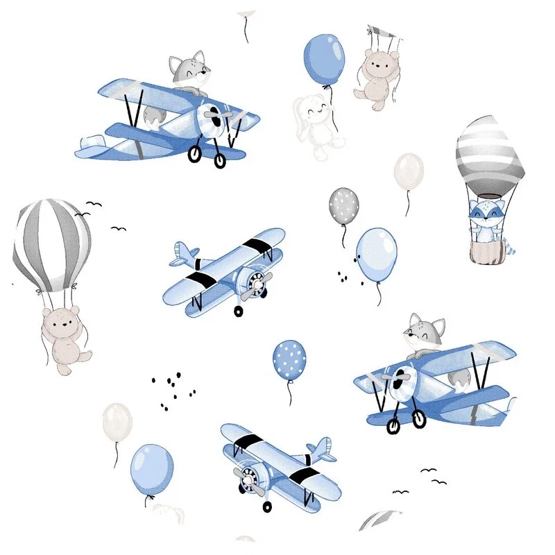 Perna pentru alaptat, MimiNu, bumbac 100%, husa detasabila, 155 cm, Blue Plane [3]