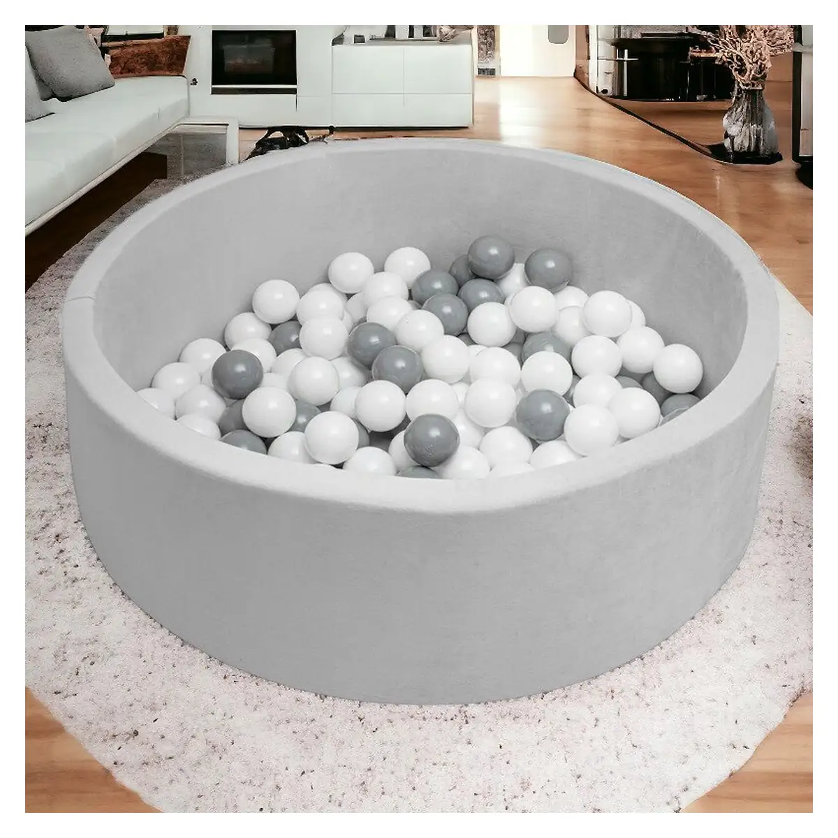 Piscina uscata, New Baby, Cu 150 de bile (Alb, gri), 83 x 83 x 30 cm, Grey 6 luni [2]
