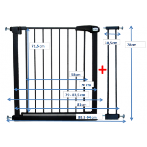 Poarta de siguranta din metal 79-94 cm R-Sport S1 - Negru [3]