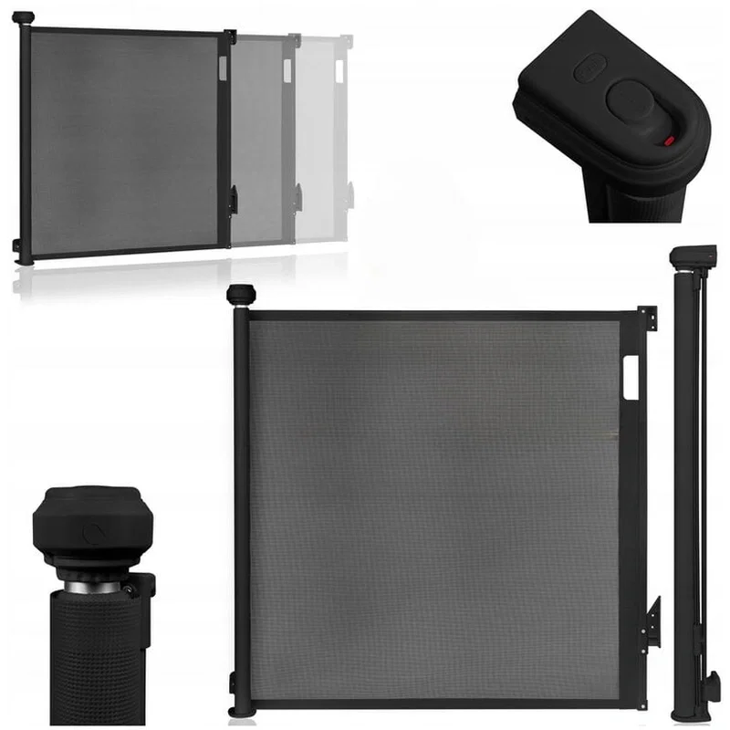 Poarta de siguranta, Lionelo, Thea, Cu suruburi, Textila, Retractabila, 80x140 cm, Negru [12]