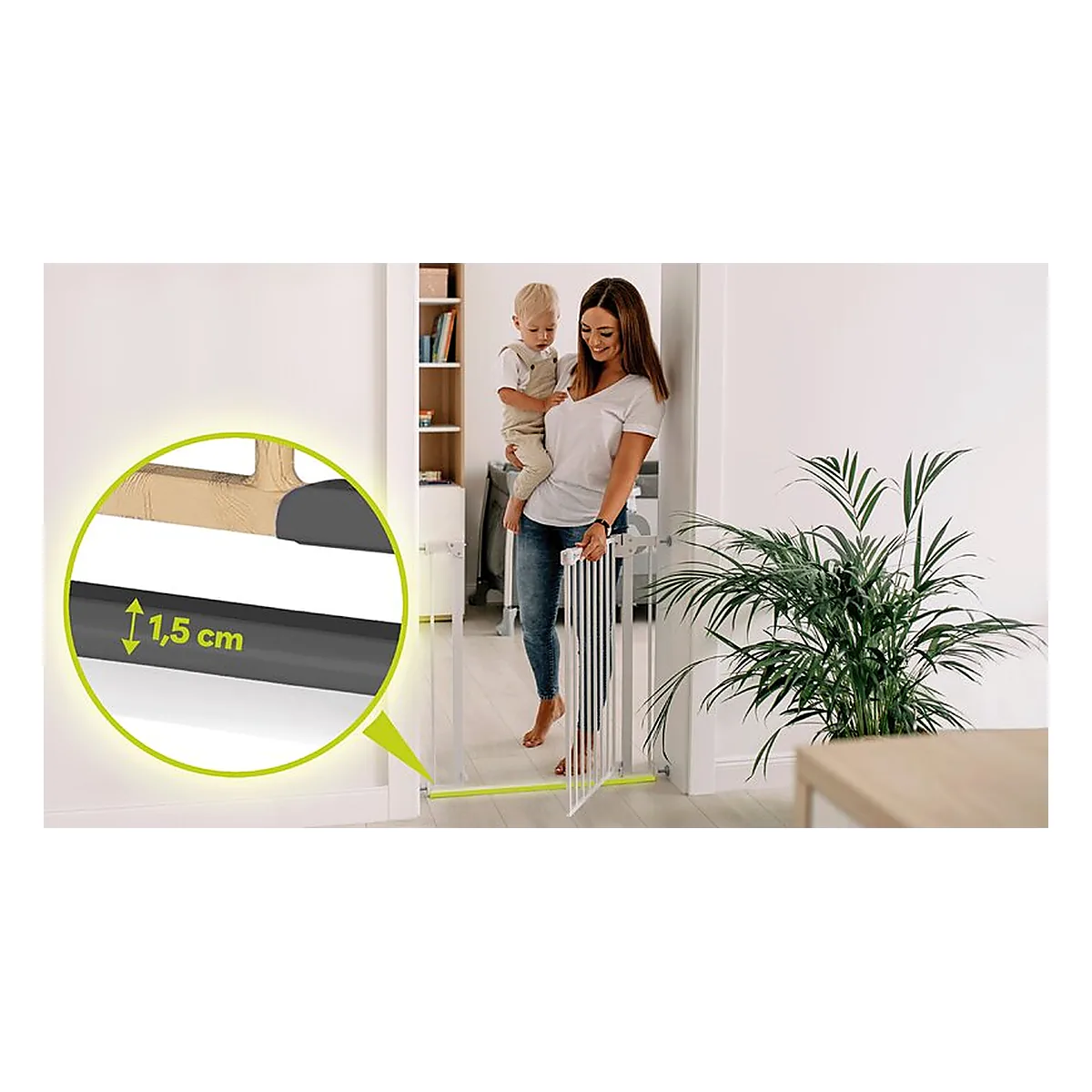 Poarta de siguranta prin presiune Truus Slim, 105 cm, Conform cu standardul europeane de securitate EN1930, Gri/Natur [14]