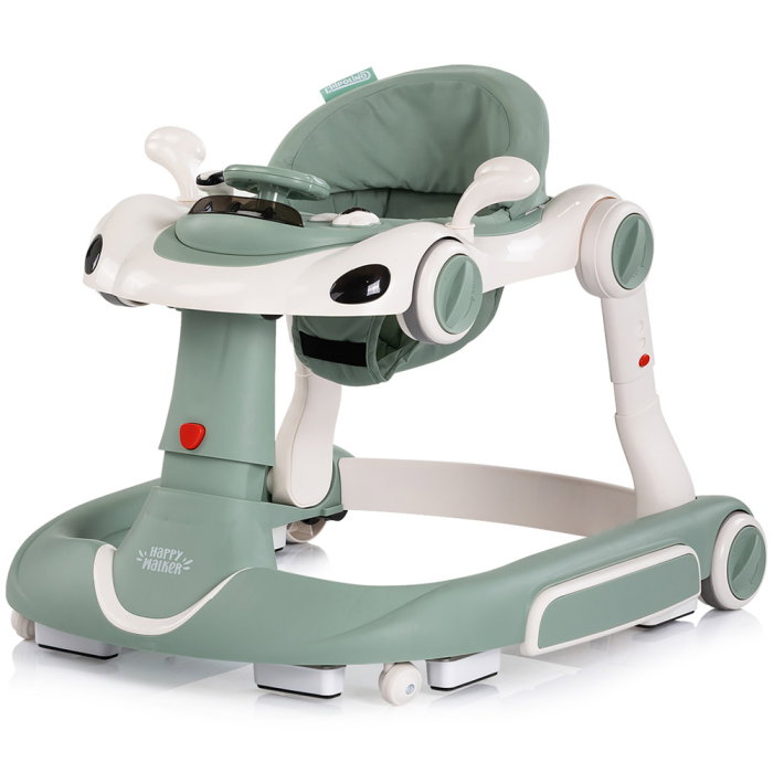 Premergator Chipolino Happy Walker 5 in 1, pana la 12 kg, panou muzical, sezut ajustabil, maner parental, copertina, Verde [3]