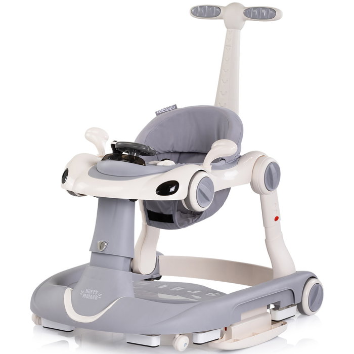 Premergator Chipolino Happy Walker 5 in 1, pana la 12 kg, panou muzical, sezut ajustabil, maner parental, copertina, Gri [4]