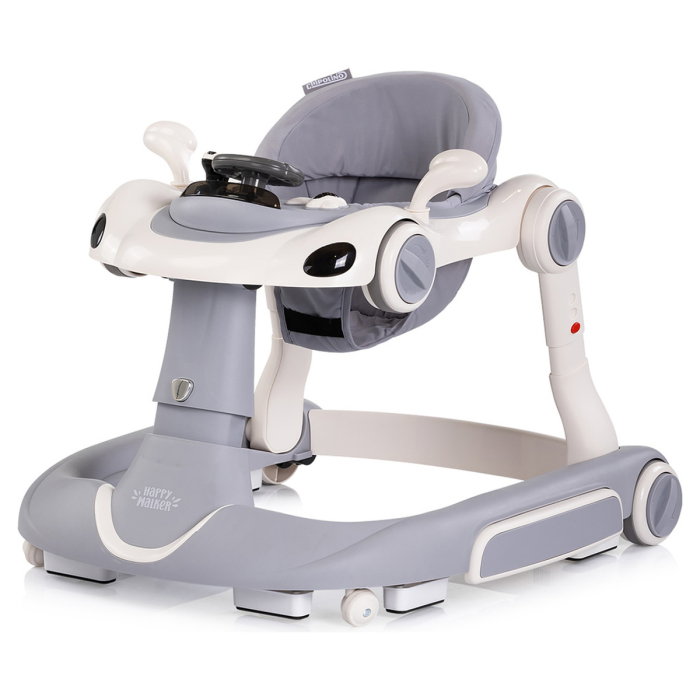 Premergator Chipolino Happy Walker 5 in 1, pana la 12 kg, panou muzical, sezut ajustabil, maner parental, copertina, Gri [3]