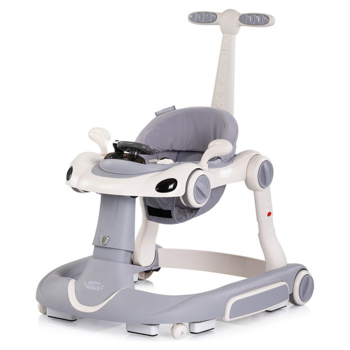 Premergator Chipolino Happy Walker 5 in 1, pana la 12 kg, panou muzical, sezut ajustabil, maner parental, copertina, Gri [2]
