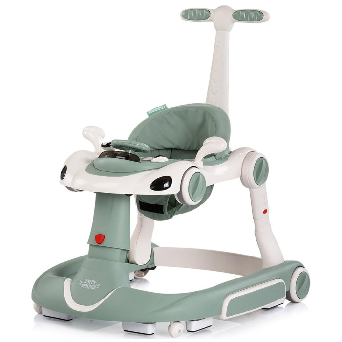 Premergator Chipolino Happy Walker 5 in 1, pana la 12 kg, panou muzical, sezut ajustabil, maner parental, copertina, Verde [2]