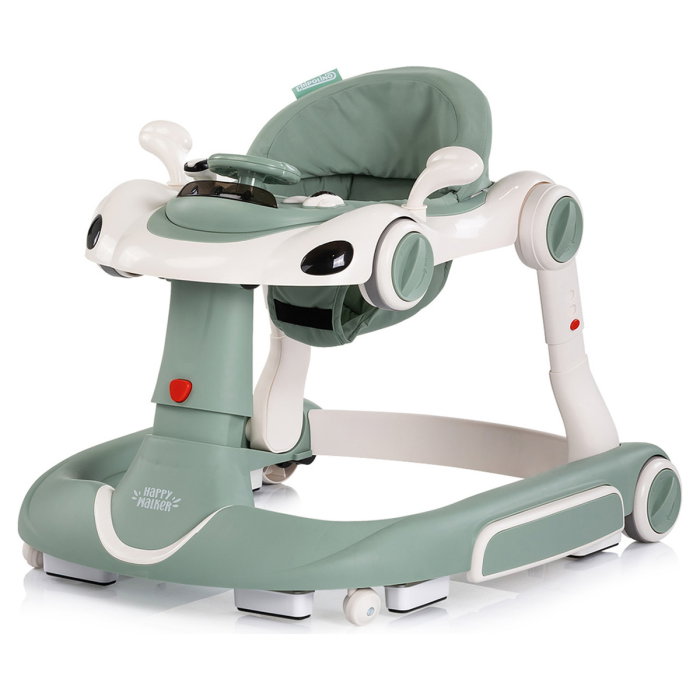 Premergator Chipolino Happy Walker 5 in 1, pana la 12 kg, panou muzical, sezut ajustabil, maner parental, copertina, Verde [3]