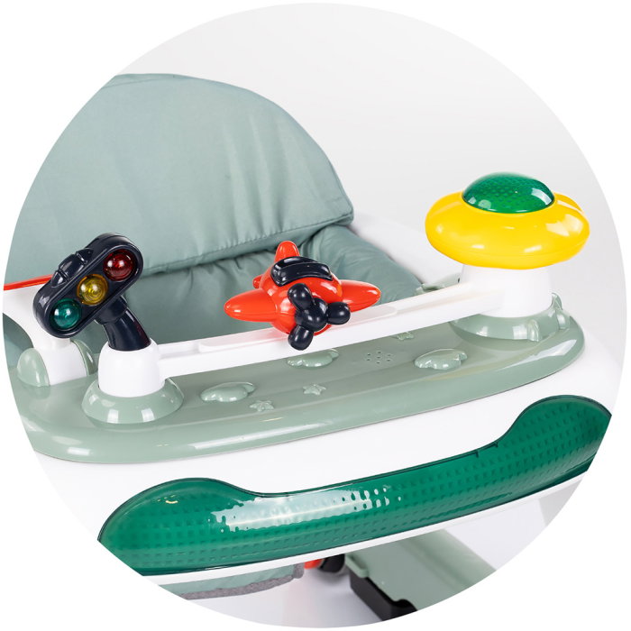 Premergator Chipolino Little Explorer 4 in 1, pana la 12 kg, sezut ajustabil, pliere usoara, panou muzical, Verde [7]