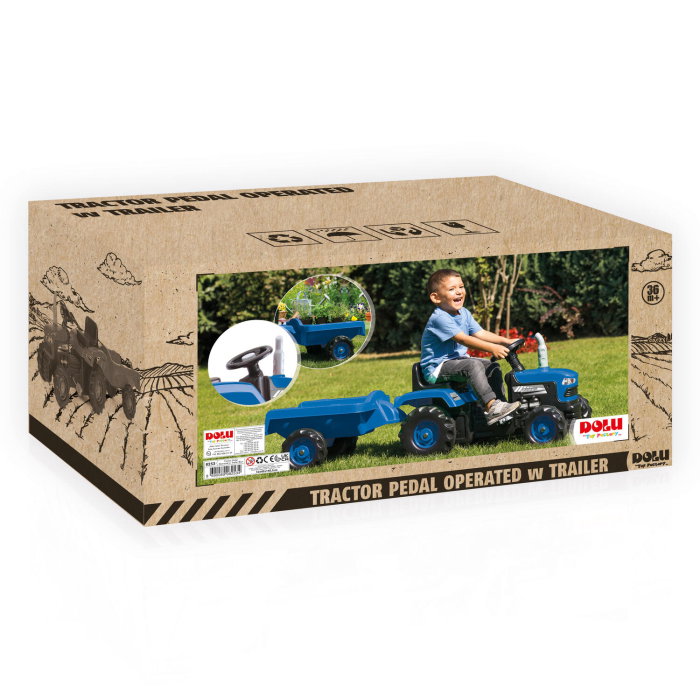 Primul meu tractor cu pedale si remorca - Albastru [2]