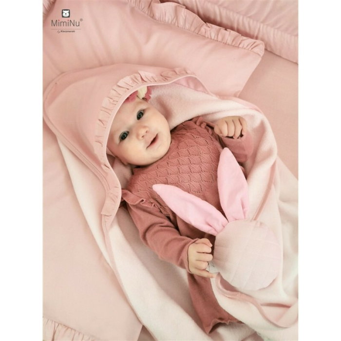 Prosop cu gluga, MimiNu, Mare, Cu volanas, Dimensiune 100x100 cm, Din bumbac si thermo fleece, Materiale certificate [3]