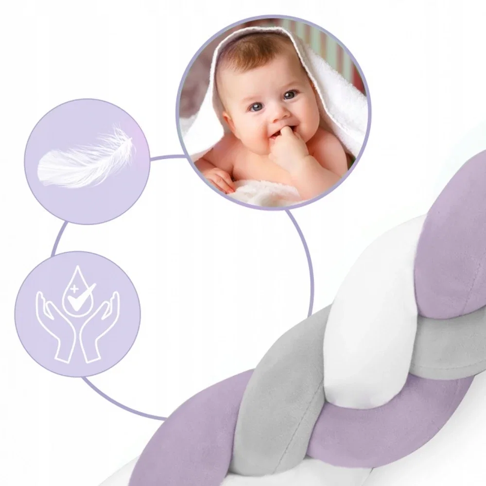 Protectie laterala pentru patut, impletita, 3 M, Ricokids - Mov [2]