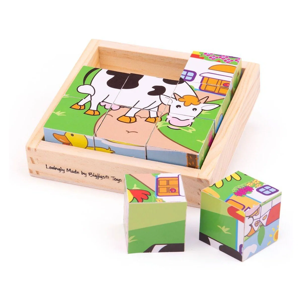 Puzzle cubic - animale domestice BIGJIGS Toys 10 luni [1]