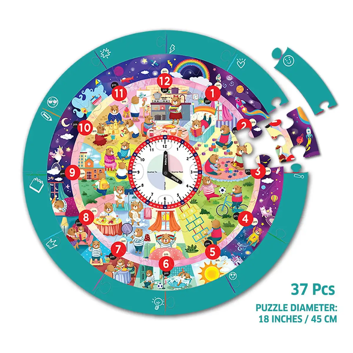 Puzzle - Ursuletul invata ceasul Chalk and Chuckles 3 ani + [2]