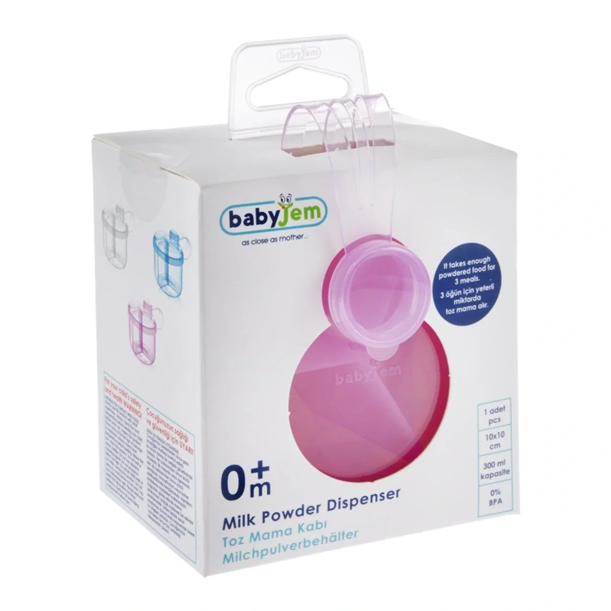 Recipient pentru lapte praf cu 3 compartimente Roz BabyJem 0 luni + [4]