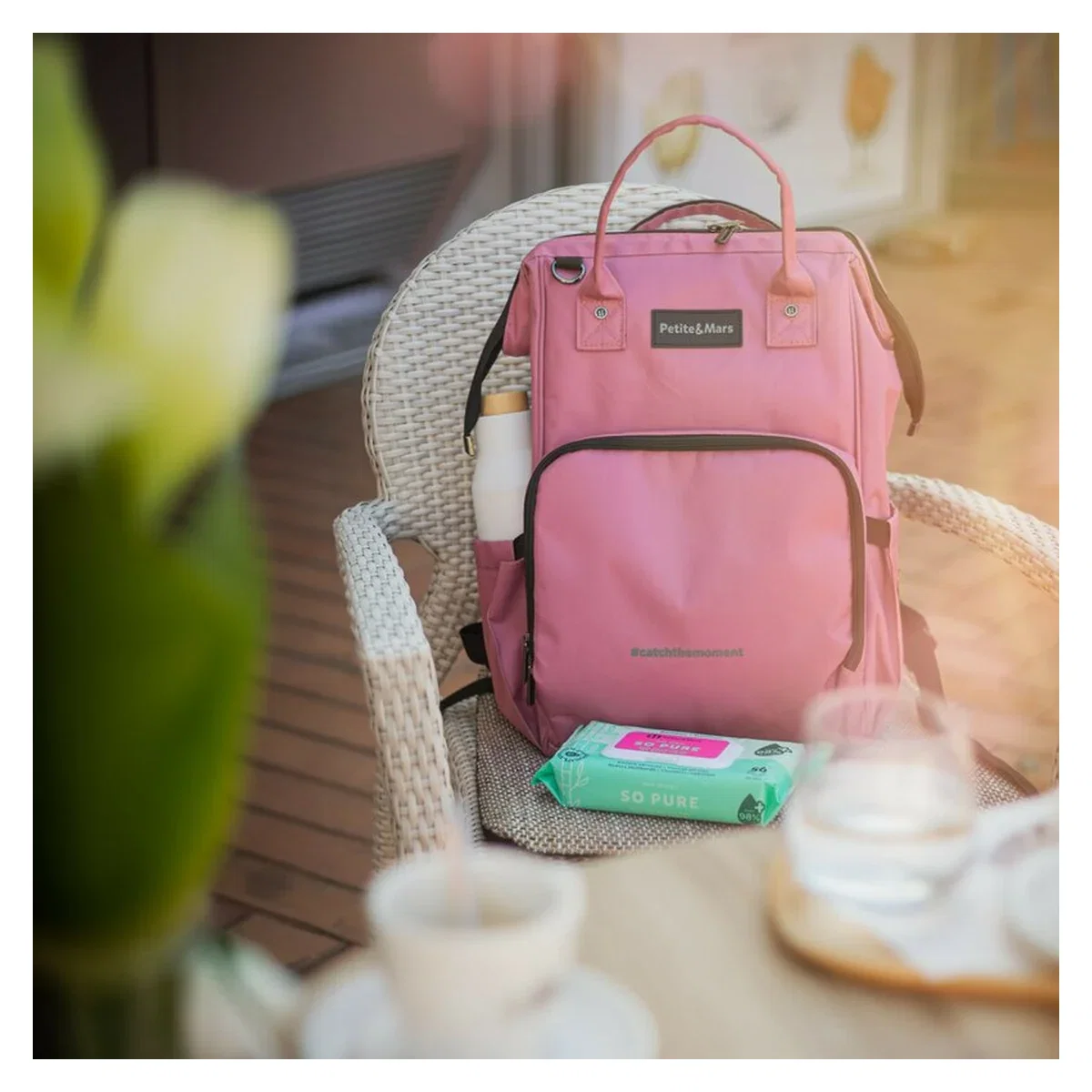 Rucsac pentru mamici, Petite&Mars, Jack, 30 x 42 x 15 cm, Dusty Rose [6]