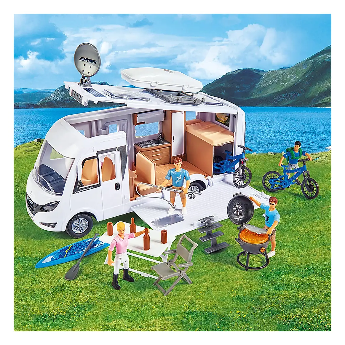 Rulota Dickie Toys Camper Hymer Camping Van Class B cu figurina si accesorii 3 ani + [7]