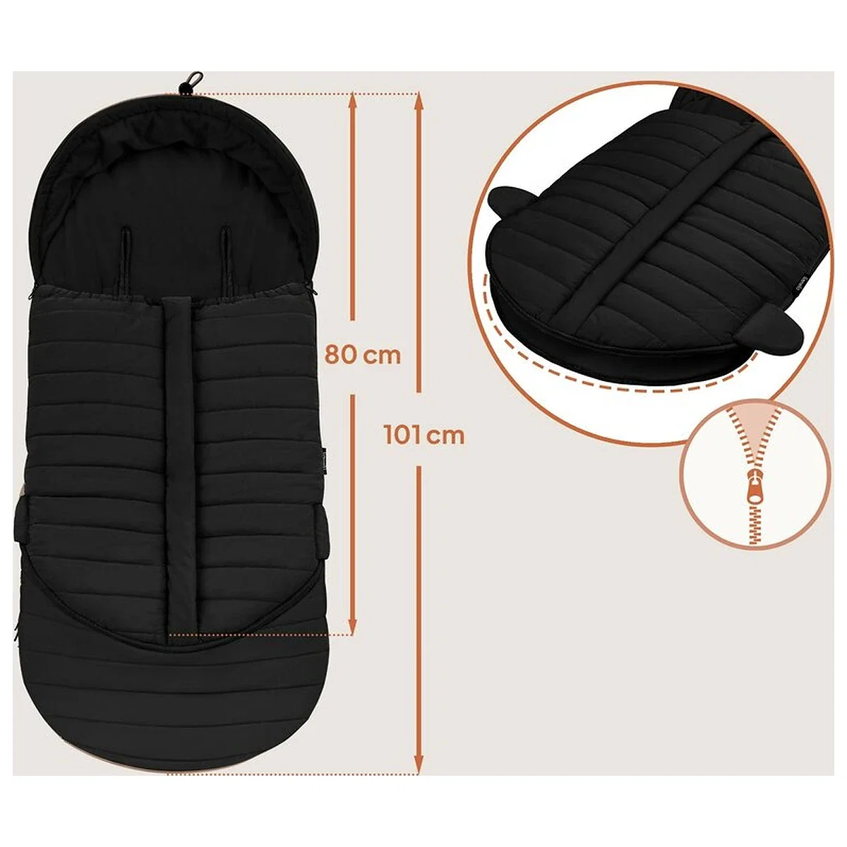 Sac de iarna, Lionelo, Oli, Pentru carucior, landou sau scaun auto, 101x45 cm, Impermeabil, Rezistent pana la -20 [10]