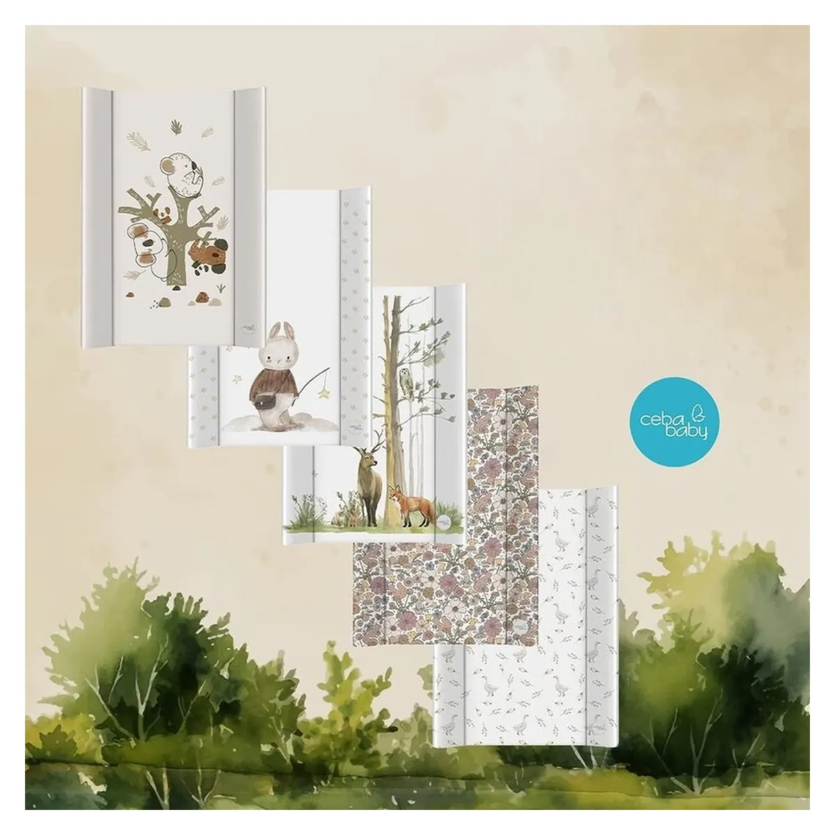 Saltea de infasat, Ceba Baby, Basic, 50x70 cm, Atasabila la patut, Fara BPA, 0 luni+, Woodland [3]