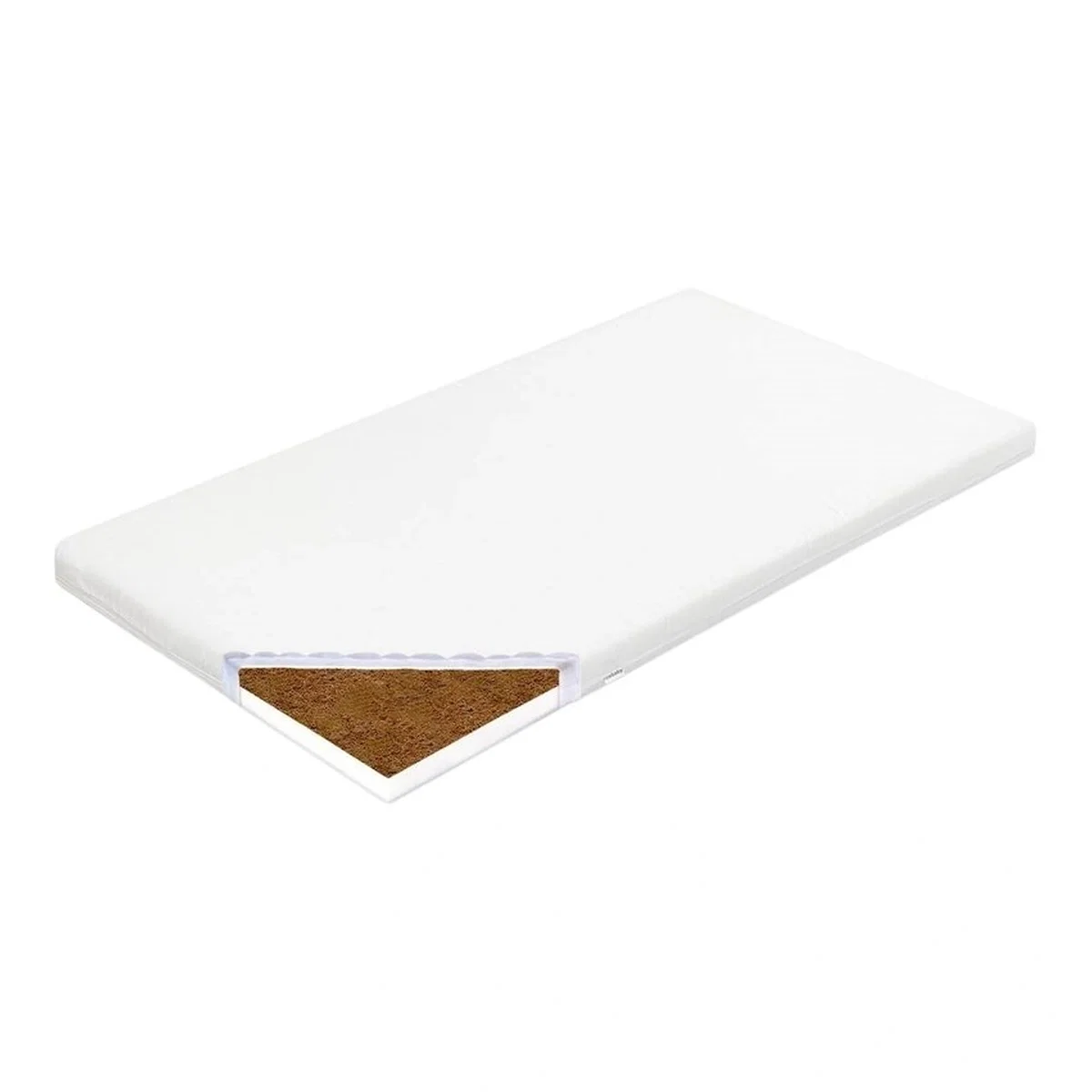 Saltea patut bebe, New Baby, 90x40x7 cm, Din spuma si cocos, Cu husa detasabila, Din bumbac, Alb [1]