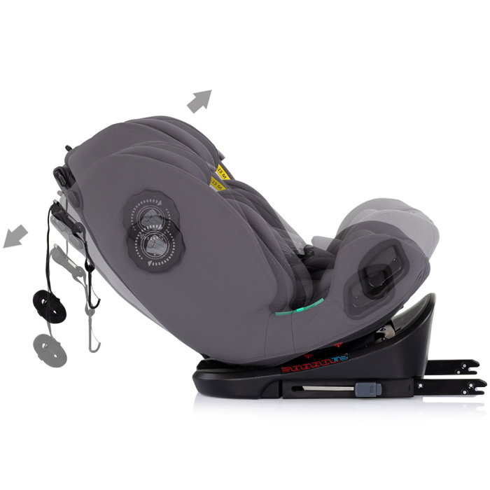 Scaun auto Chipolino Techno iGrow I-Size 40-150 cm, cu sistem Isofix si sezut rotativ, Charcoal [10]