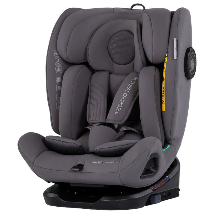 Scaun auto Chipolino Techno iGrow I-Size 40-150 cm, cu sistem Isofix si sezut rotativ, Charcoal [1]