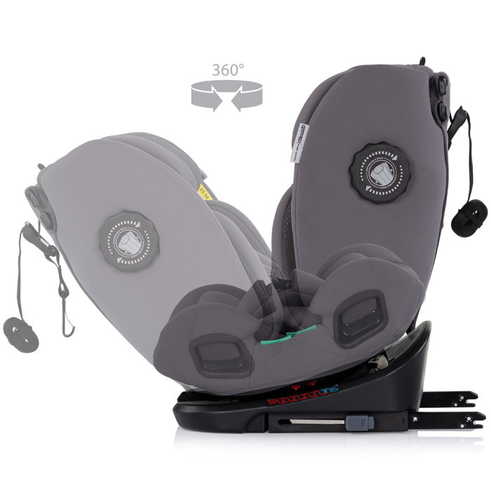 Scaun auto Chipolino Techno iGrow I-Size 40-150 cm, cu sistem Isofix si sezut rotativ, Charcoal [8]