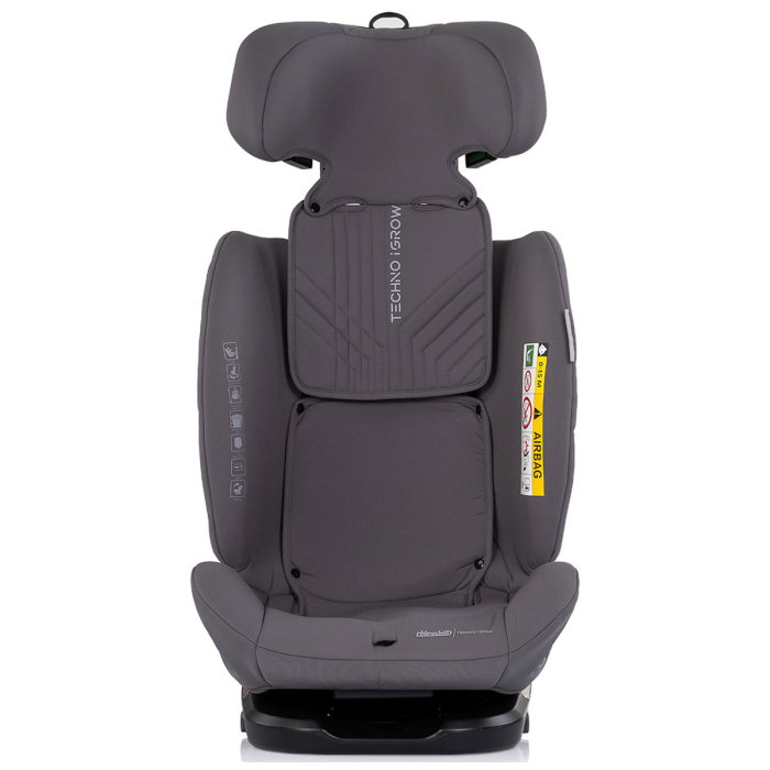 Scaun auto Chipolino Techno iGrow I-Size 40-150 cm, cu sistem Isofix si sezut rotativ, Charcoal [3]