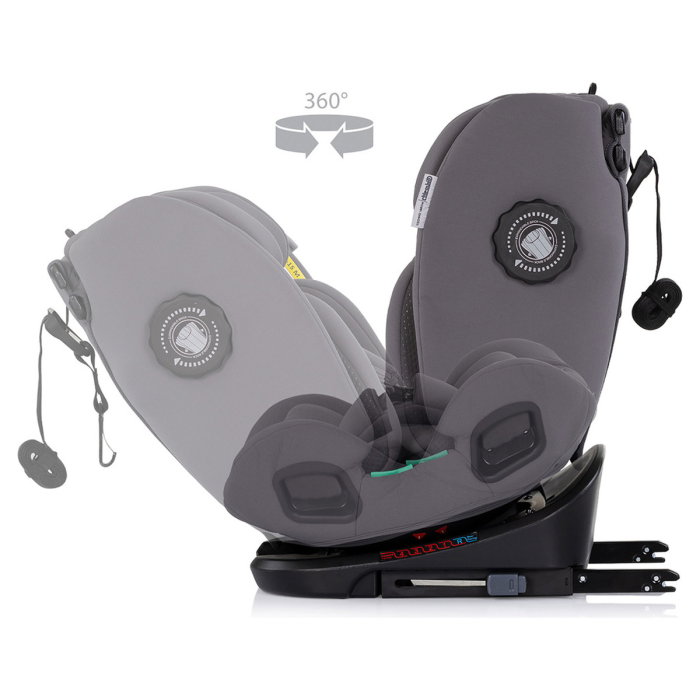 Scaun auto Chipolino Techno iGrow I-Size 40-150 cm, cu sistem Isofix si sezut rotativ, Charcoal [8]