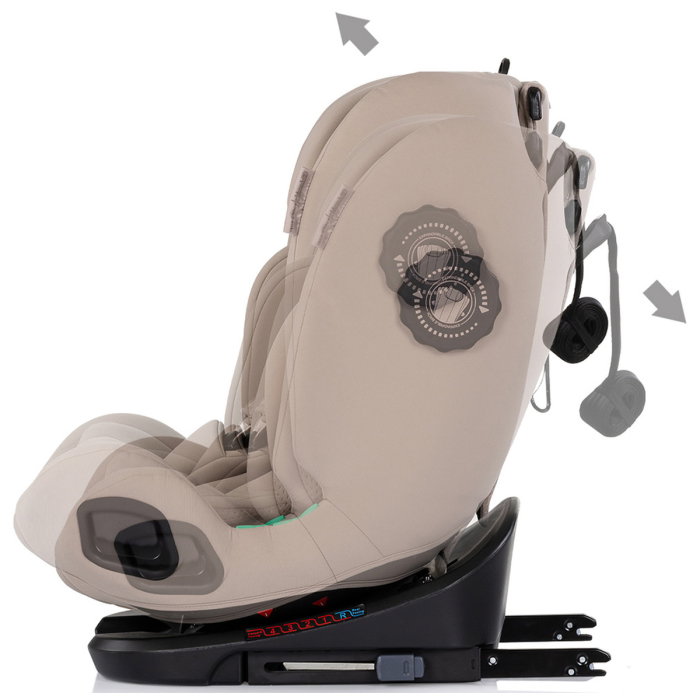 Scaun auto Chipolino Techno iGrow I-Size 40-150 cm, cu sistem Isofix si sezut rotativ, Latte [6]