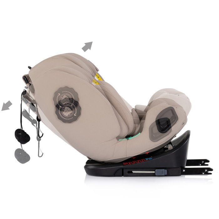 Scaun auto Chipolino Techno iGrow I-Size 40-150 cm, cu sistem Isofix si sezut rotativ, Latte [10]