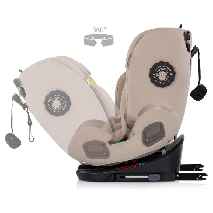 Scaun auto Chipolino Techno iGrow I-Size 40-150 cm, cu sistem Isofix si sezut rotativ, Latte [8]