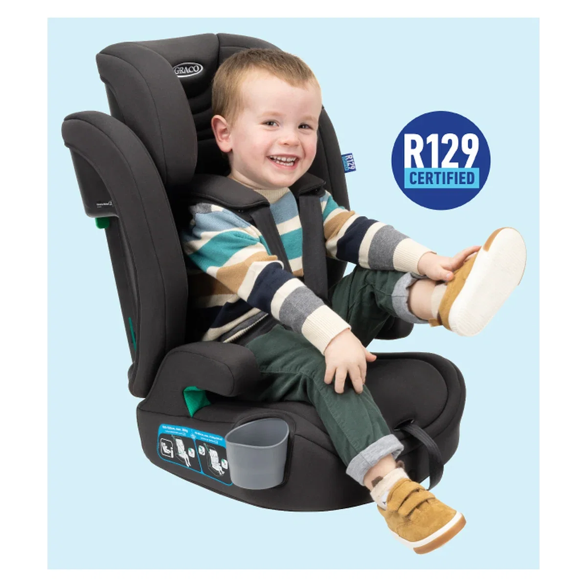 Scaun auto Graco Eldura Midnight, 76-150 cm, certificat R129 15 luni [7]