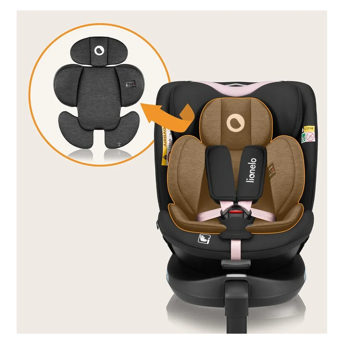 Scaun auto, Lionelo, i-Size Navy, 0-36 Kg, 40-150 cm, Cu isofix si picior de fixare, Protectie laterala, Rotire 360 [36]