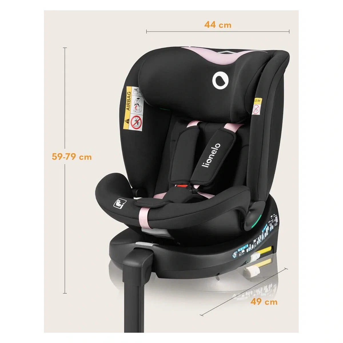 Scaun auto, Lionelo, i-Size Navy, 0-36 Kg, 40-150 cm, Cu isofix si picior de fixare, Protectie laterala, Rotire 360 [34]
