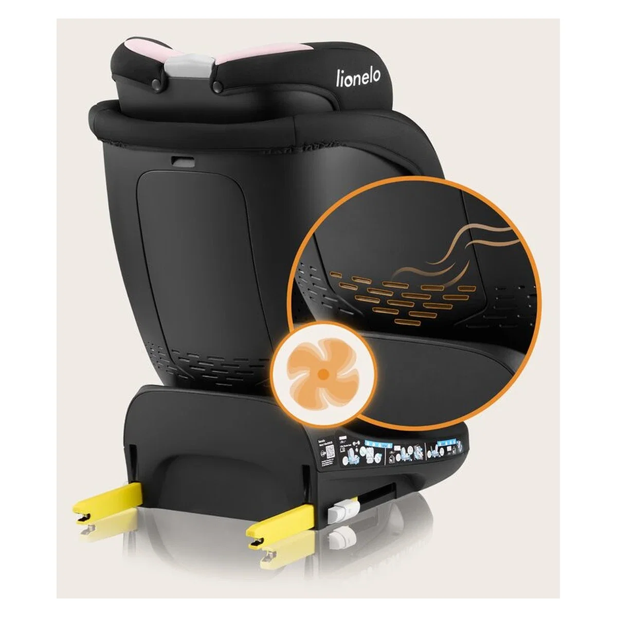 Scaun auto, Lionelo, i-Size Navy, 0-36 Kg, 40-150 cm, Cu isofix si picior de fixare, Protectie laterala, Rotire 360 [40]