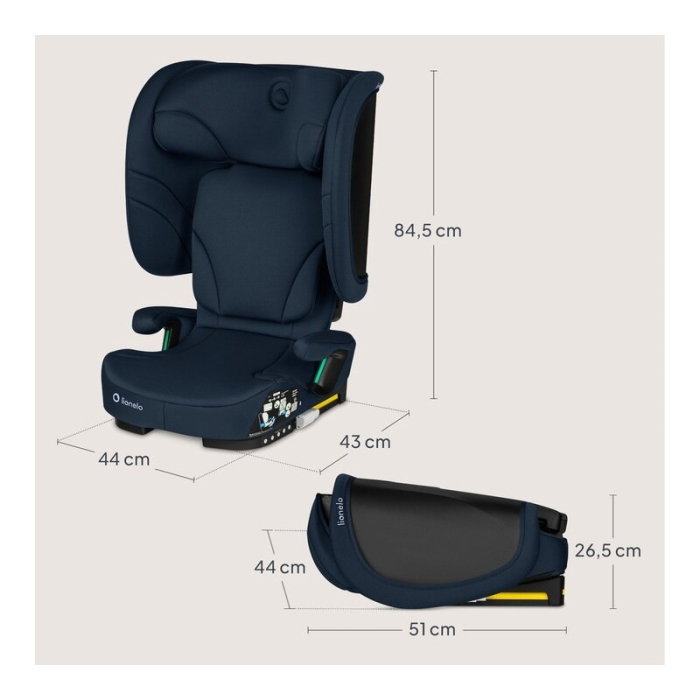 Scaun auto pliabil, Lionelo, Orin, i-Size, 100-150 cm, Isofix+Top Tether, Husa transport, Albastru [24]