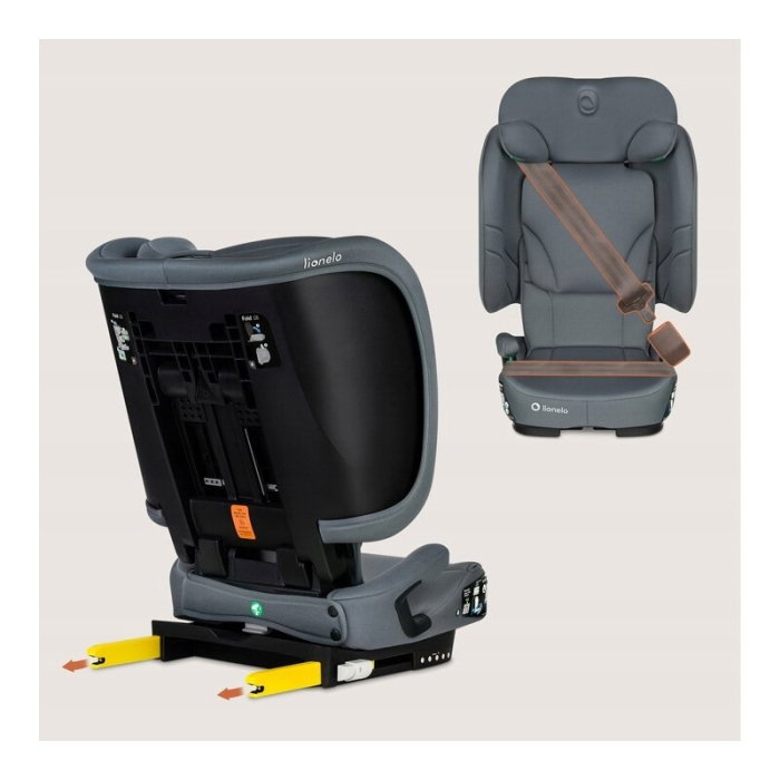 Scaun auto pliabil, Lionelo, Orin, i-Size, 100-150 cm, Isofix+Top Tether, Husa transport, Gri Grafit [27]