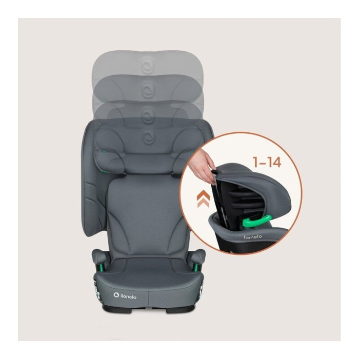 Scaun auto pliabil, Lionelo, Orin, i-Size, 100-150 cm, Isofix+Top Tether, Husa transport, Gri Grafit [28]