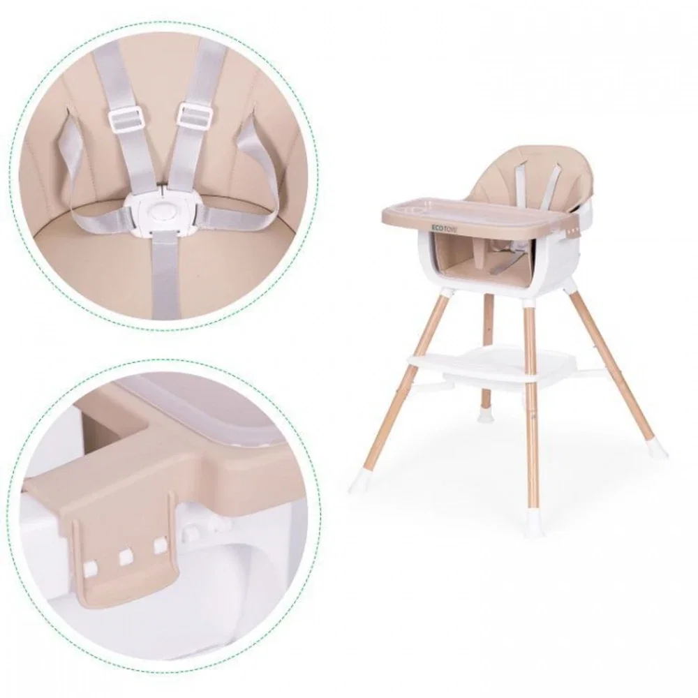 Scaun de masa 2 in 1 Ecotoys - Bej 36 luni [7]