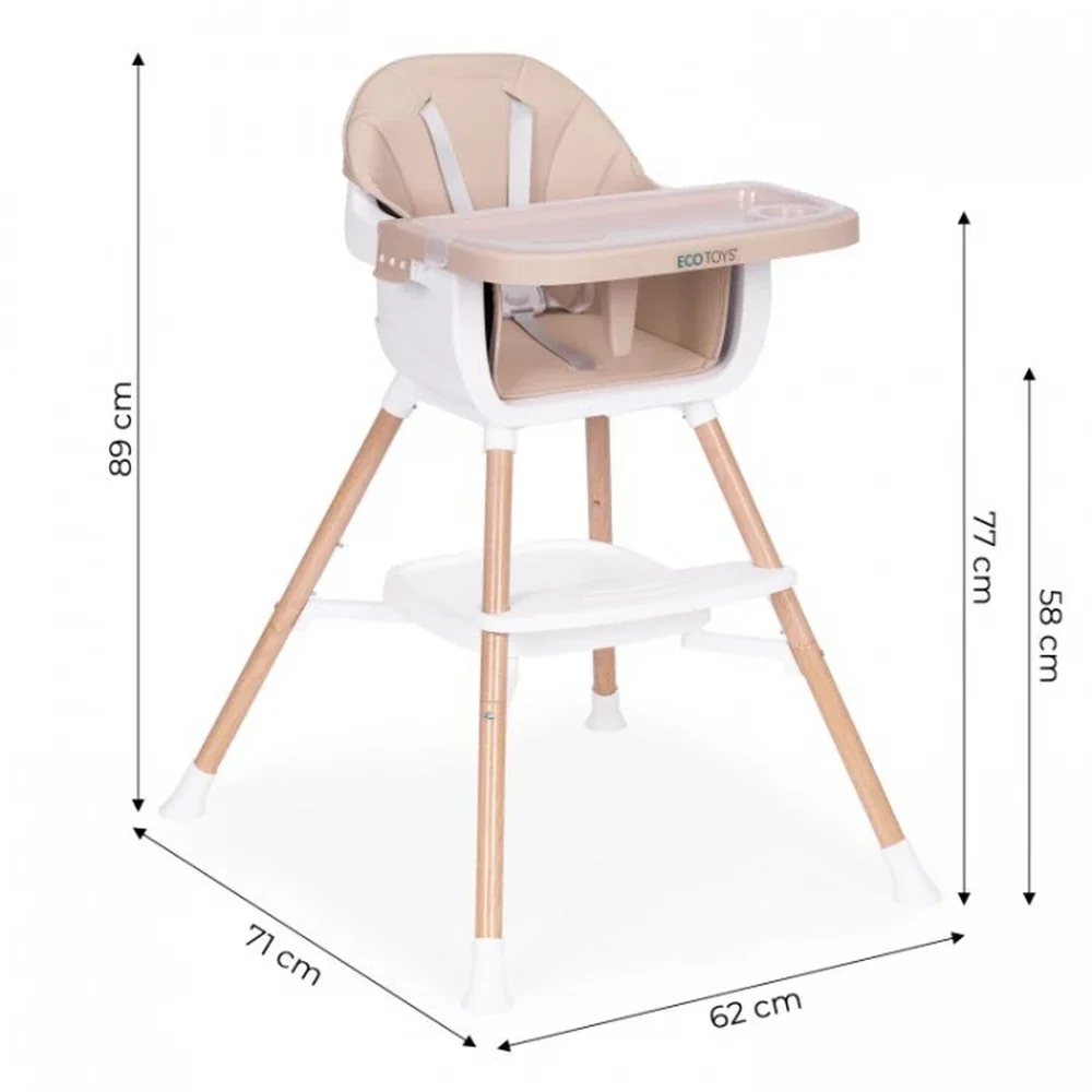 Scaun de masa 2 in 1 Ecotoys - Bej 36 luni [9]