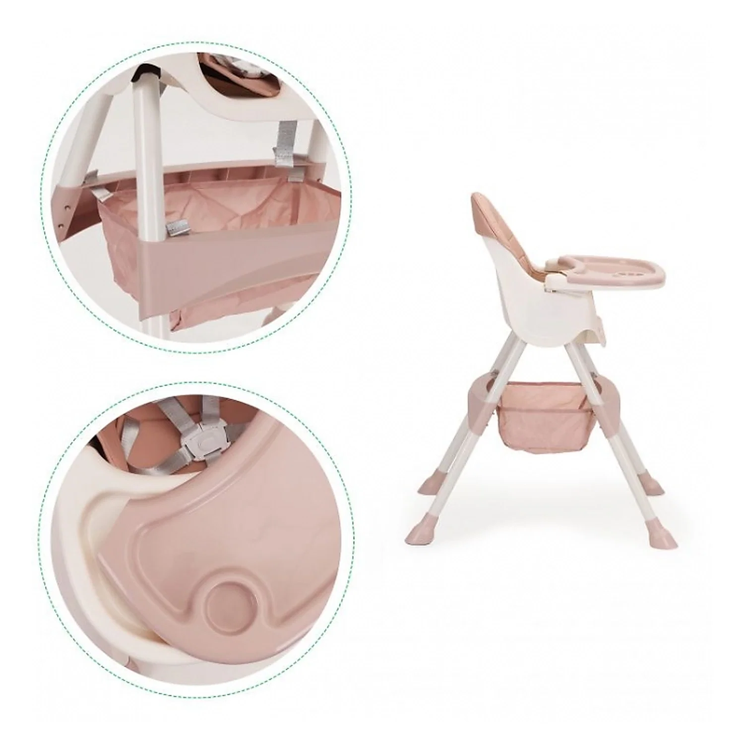 Scaun de masa 2 in 1 Ecotoys - Roz 6 luni [4]